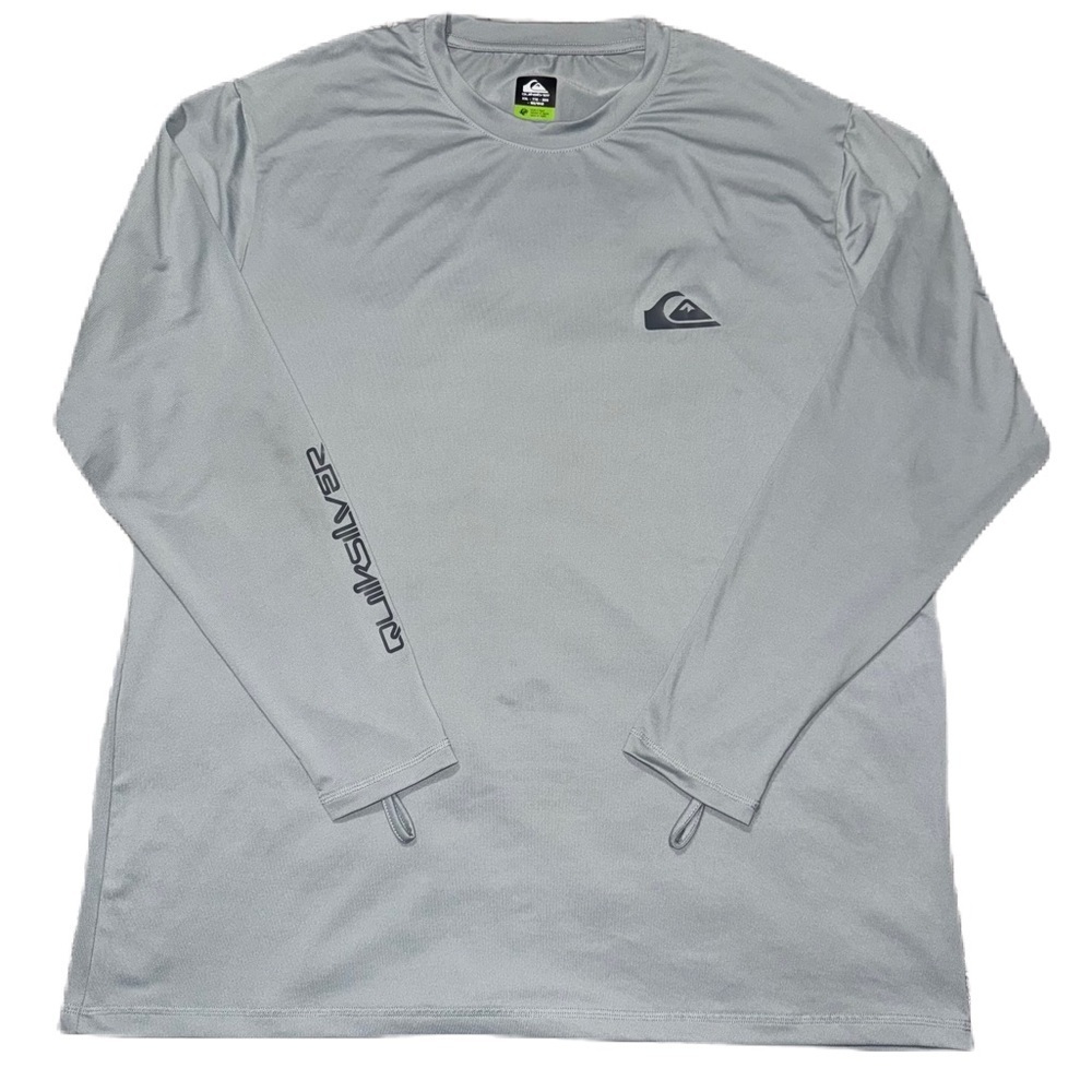 Quiksilver Everyday Surf Long Sleeve Shirt Gray XXL Sun UPF Protection 50+ EUC